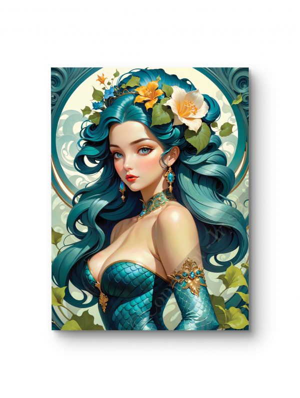 Tableau représentant une femme mystique ornée de détails enchanteurs
