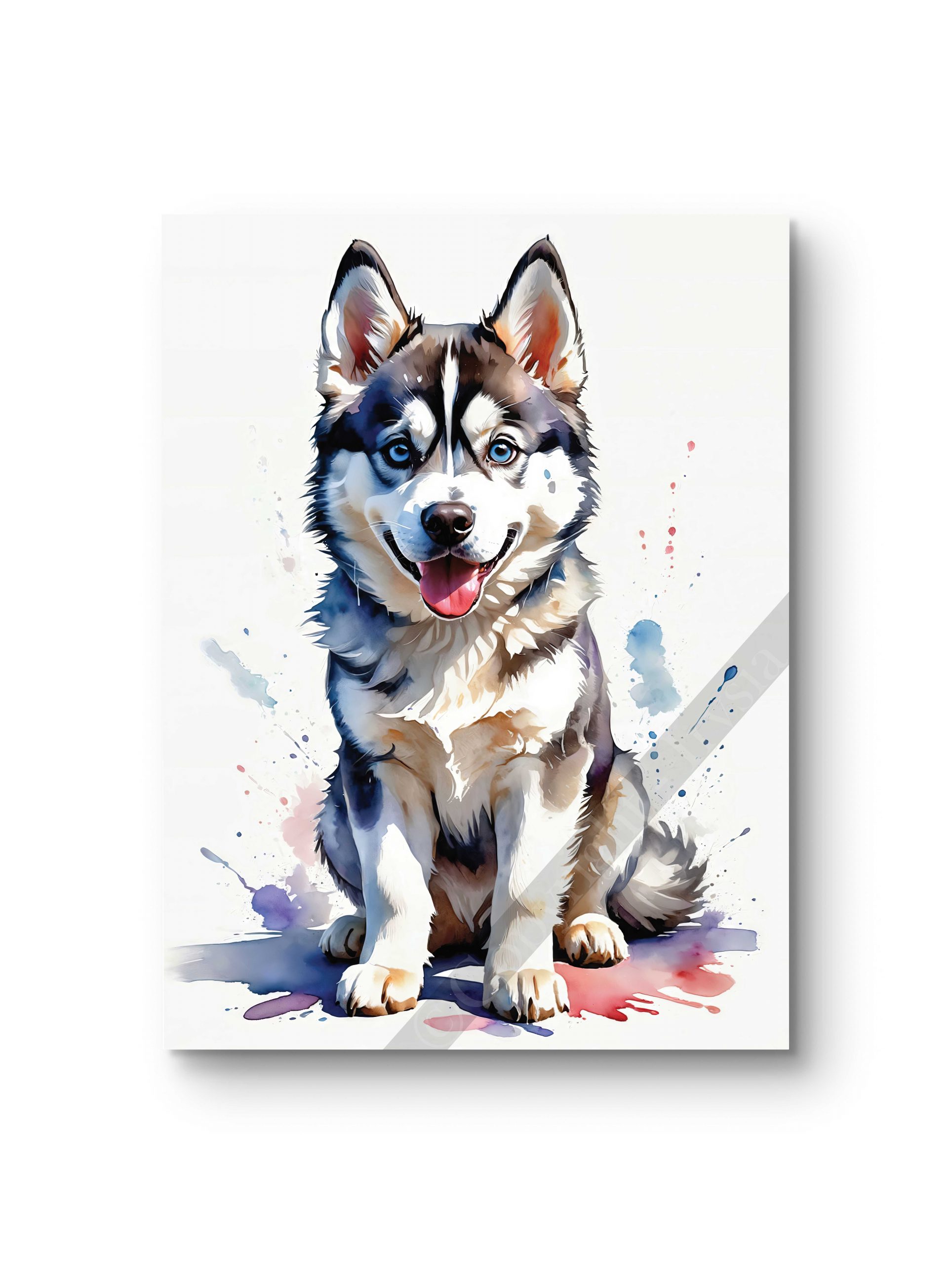 Tableau représentant un husky majestueux au regard perçant.