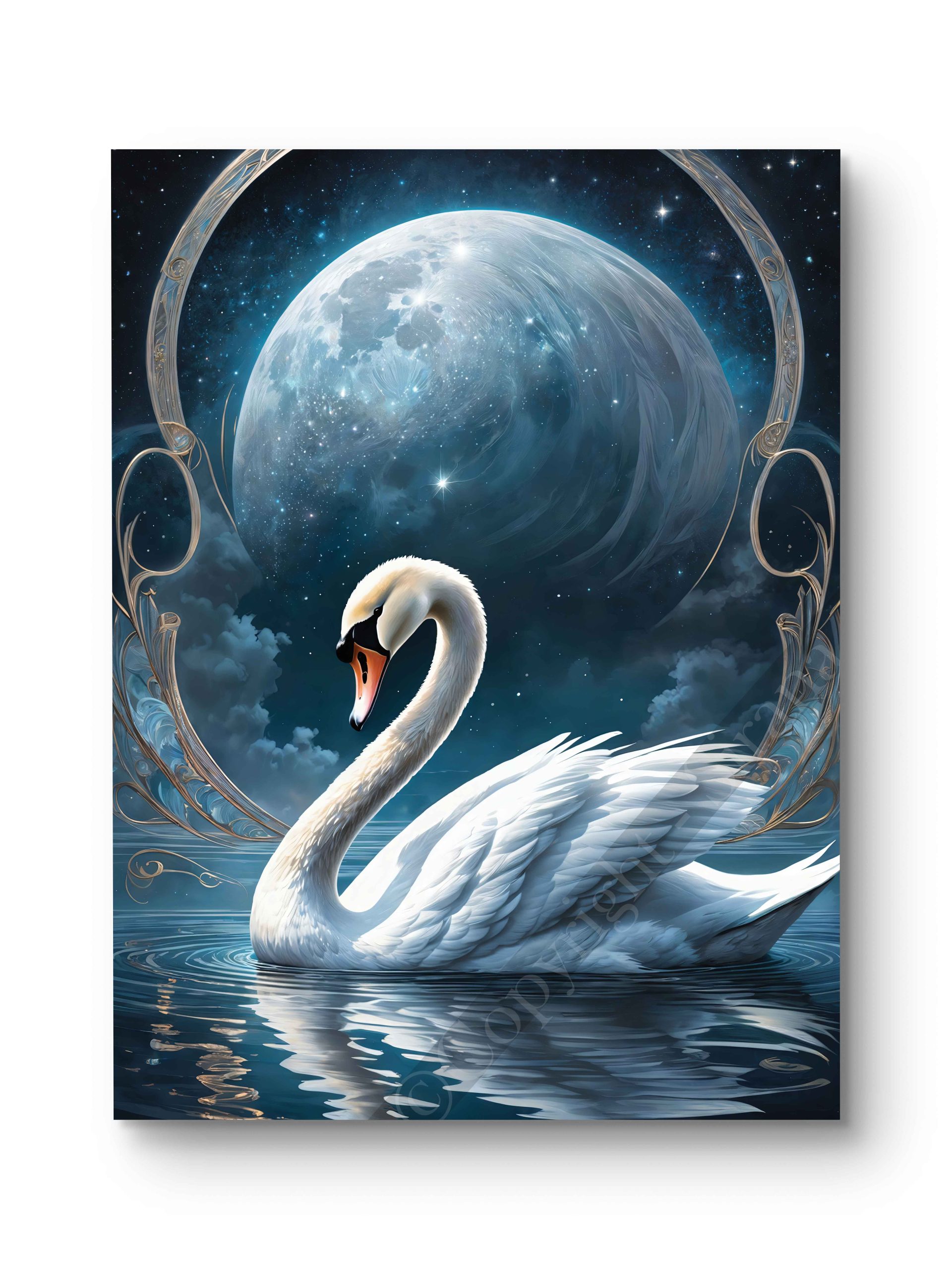 Tableau Cygne au clair de lune