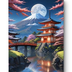 Tableau Sous la Lune de Fuji