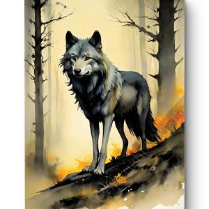 Tableau Loup gris