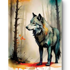 Tableau Loup gris